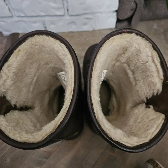 Ugg Kensington Brown Leather Moto Boots Sheepskin Lining Mid Calf Buckle Detail - Picture 6 of 16